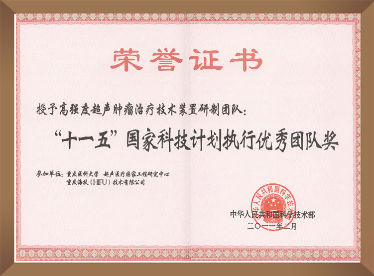 十一五國家科技計劃執(zhí)行優(yōu)秀團(tuán)隊獎